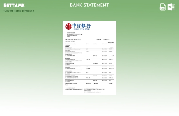 Модерен стил Шаблон за збор за извод од банка на China Citic Bank Corp